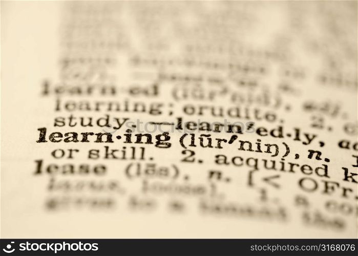 Selective focus of dictionary entry for the word learning.