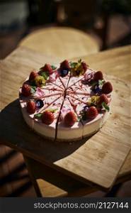 Selective Focus of Stawberry Cheese Cake. Stawberry Cheese Cake