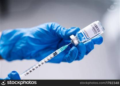 selective focus on hand using sars-cov-2 vaccine