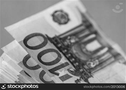 Selective focus with detail on euro money isolated, euro money background.