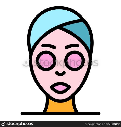 Self care face mask icon. Outline self care face mask vector icon color flat isolated. Self care face mask icon color outline vector