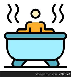 Self care hot bathtub icon. Outline self care hot bathtub vector icon color flat isolated. Self care hot bathtub icon color outline vector