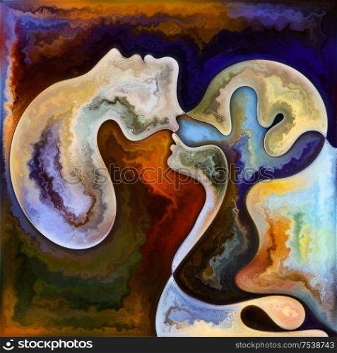Self Forms. Colors In Us series. Abstract composition of human silhouettes, art textures and colors interplay suitable in projects related to life, drama, poetry and perception