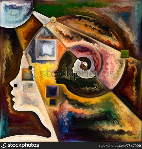 Self Forms. Colors In Us series. Abstract composition of human silhouettes, art textures and colors interplay suitable in projects related to life, drama, poetry and perception