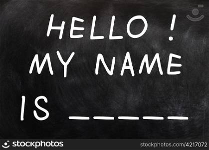 Self Introduction with a blank of my name written on a blackboard