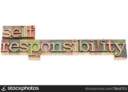 selfresponsibility word in letterpress wood type printing blocks