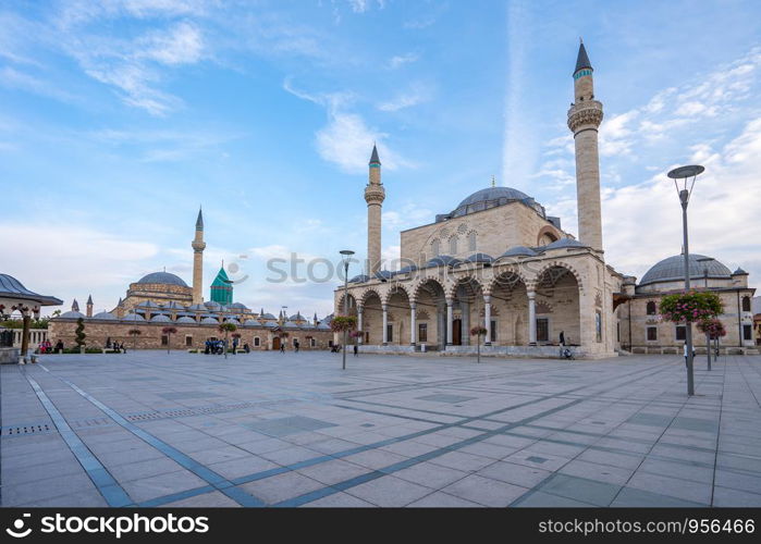 Selimiye Mosque with Konya town square in Konya, Turkey.