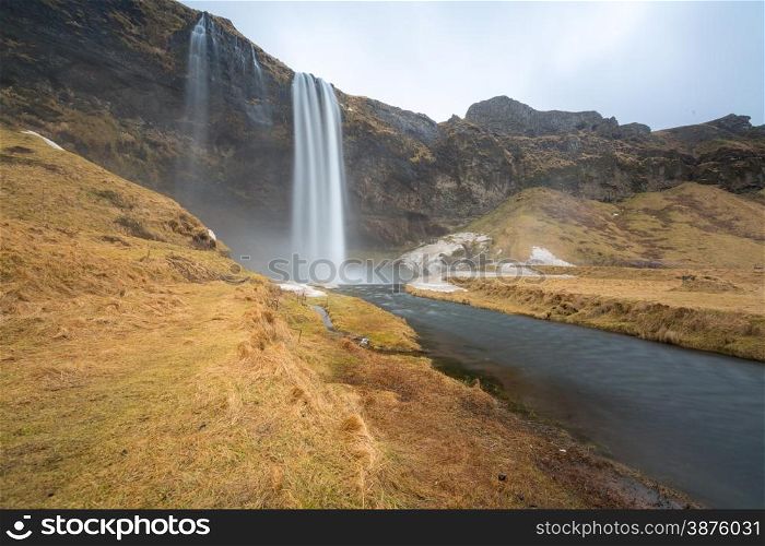 seljalandsfoss waterfall on the South of Iceland