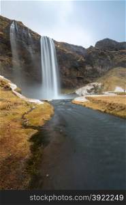 seljalandsfoss waterfall on the South of Iceland