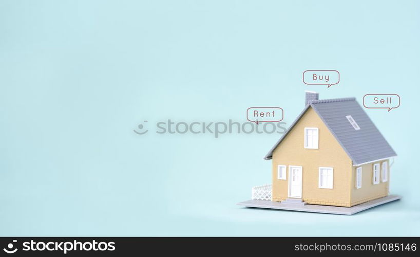 Sell, Buy, Rent house decision concept. Business investment for real estate concept background.