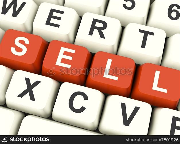 Sell Computer Keys Showing Sales And Business. Sell Computer Keys In Red Showing Sales And Business