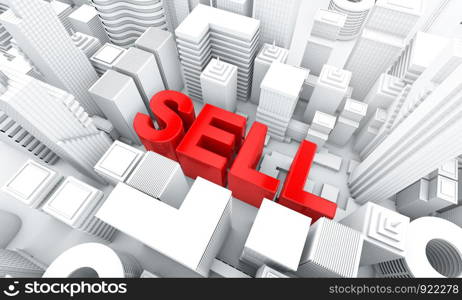 Sell property and building asset for investment, business concept, 3d rendering