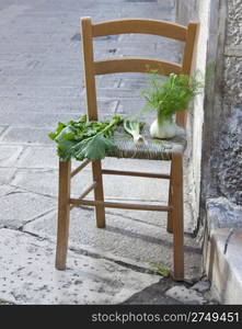 Selling vegetables on a chair in the south of italy