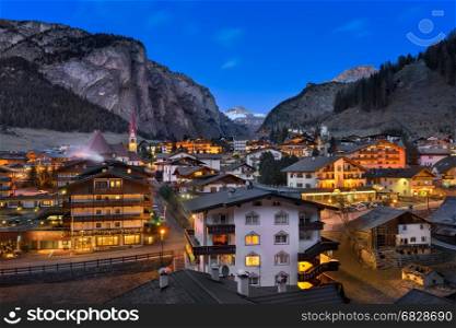 SELVA VAL GARDENA, ITALY - JANUARY 7, 2017: Selva Val Gardena in Dolomites, Italy. Selva is a comune in the Val Gardena in South Tyrol, located about 30 kilometres east of the city of Bolzano.