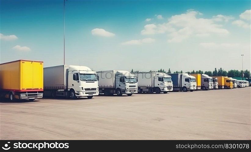 Semi Trailer Trucks in Logistics and Transportation Industry. Generative AI