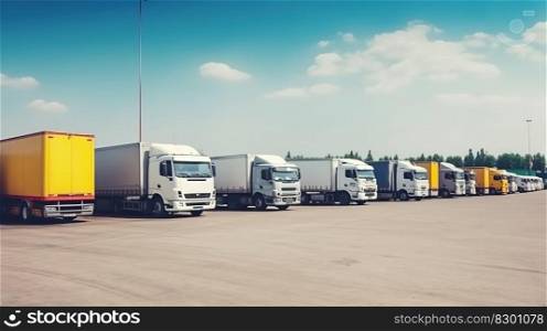 Semi Trailer Trucks in Logistics and Transportation Industry. Generative AI