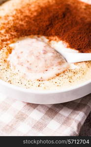 Semolina cream with cocoa powder - sweet breakfast