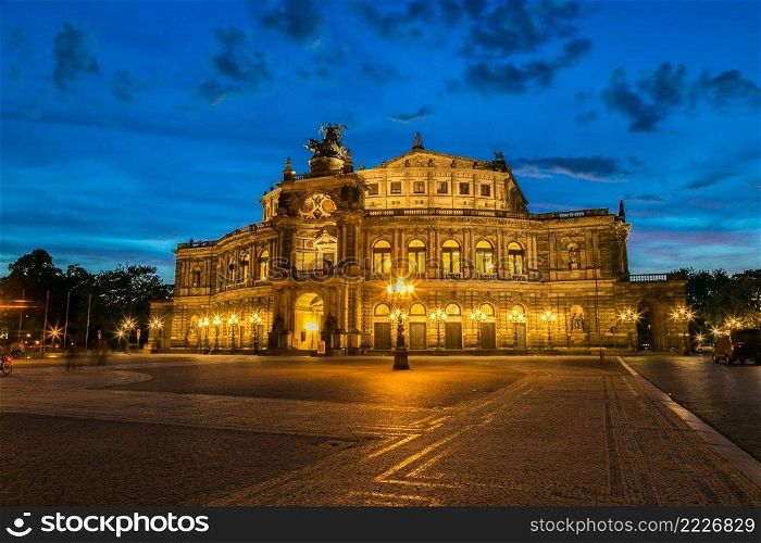 Semper opera in Dresden in beautiful summer night