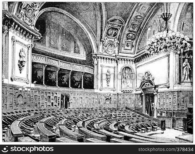 Senate Chamber, vintage engraved illustration. Paris - Auguste VITU ? 1890.