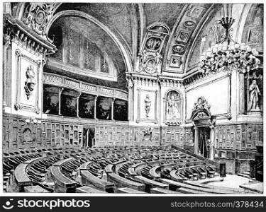 Senate Chamber, vintage engraved illustration. Paris - Auguste VITU ? 1890.