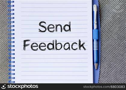 Send feedback text concept write on notebook