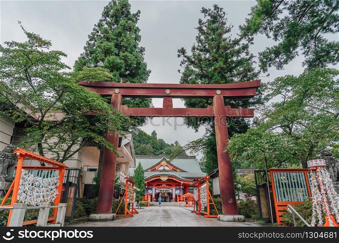 SENDAI, JAPAN - OCTOBER 03, 2019: Gokoku Shrine in the grounds of Aoba Castle - Sendai Japan