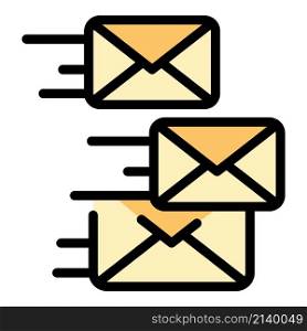 Sending emails icon. Outline sending emails vector icon color flat isolated. Sending emails icon color outline vector