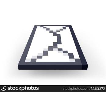 Sending pixelated letter, isolated on white background