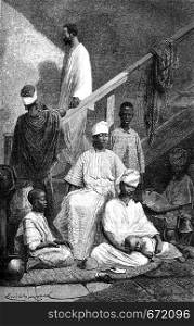 Senegalese family of St. Louis, vintage engraved illustration. Le Tour du Monde, Travel Journal, (1872).