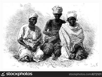 Senegalese servants, vintage engraved illustration. Le Tour du Monde, Travel Journal, (1872).