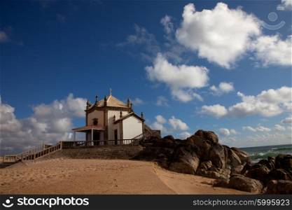Senhora da Pedra chapel at the beach of Miramar, Gaia, Portugal
