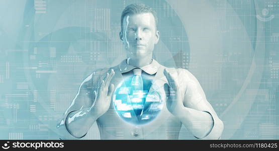 Senior Business Man Using Digital Solutions Technology Concept Art. Senior Business Man Using Digital Solutions