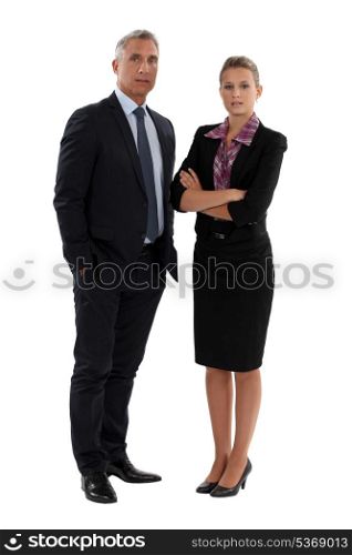 Senior businessman and young businesswoman
