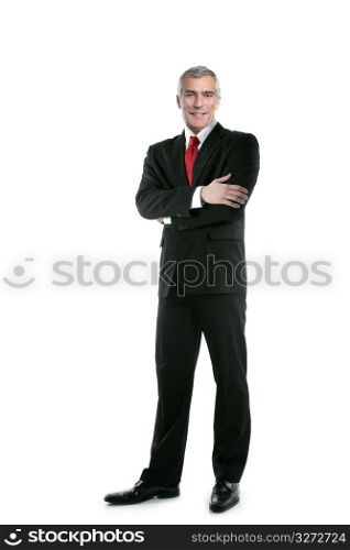 senior businessman posing stand isolated on white