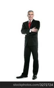 senior businessman posing stand isolated on white