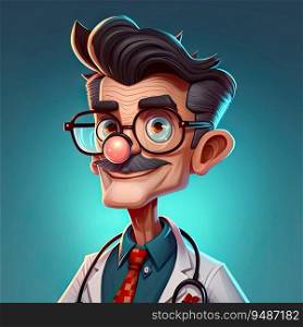 Senior cardiologist in glasses, emergency help therapist practitioner computer generated ai avatar userpic cartoon character. Old doctor with stethoscope, physician in glasses. Senior doctor ai generate cartoon avatar character