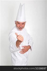 Senior chef with thumb up