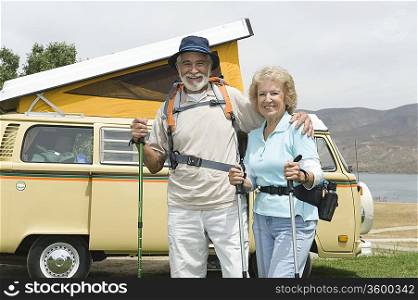 Senior couple and campervan
