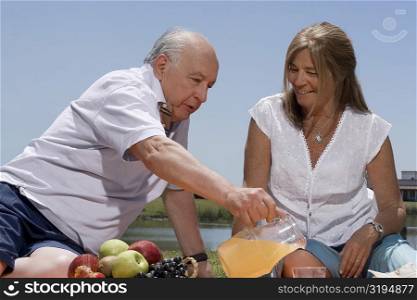 Senior couple at picnic