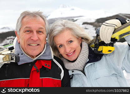 Senior couple at ski resort