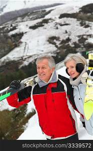 Senior couple at ski resort