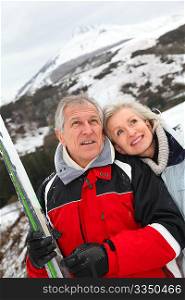 Senior couple at ski resort