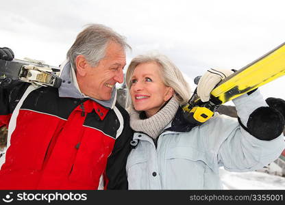 Senior couple at ski resort