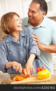 Senior couple cooking