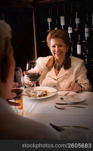 Senior couple dining in restaurant