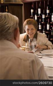 Senior couple dining in restaurant
