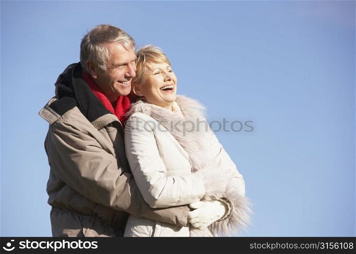 Senior Couple Embracing In Park