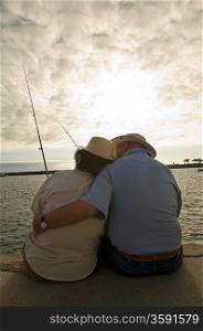 Senior Couple Fishing at the Beach