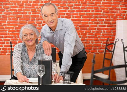 Senior couple in a restaurant