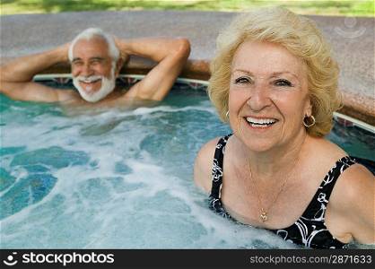 Senior Couple in Hot Tub